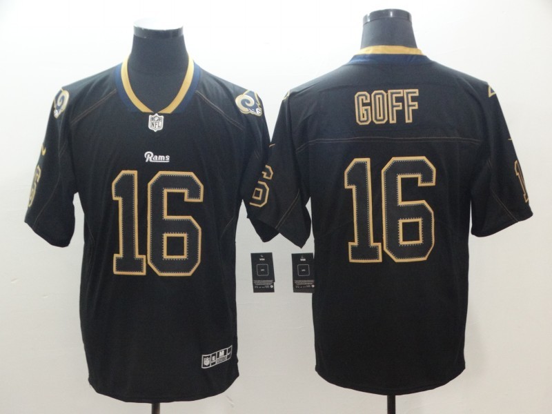 Men's Los Angeles Rams Jared Goff #16 Black Jersey